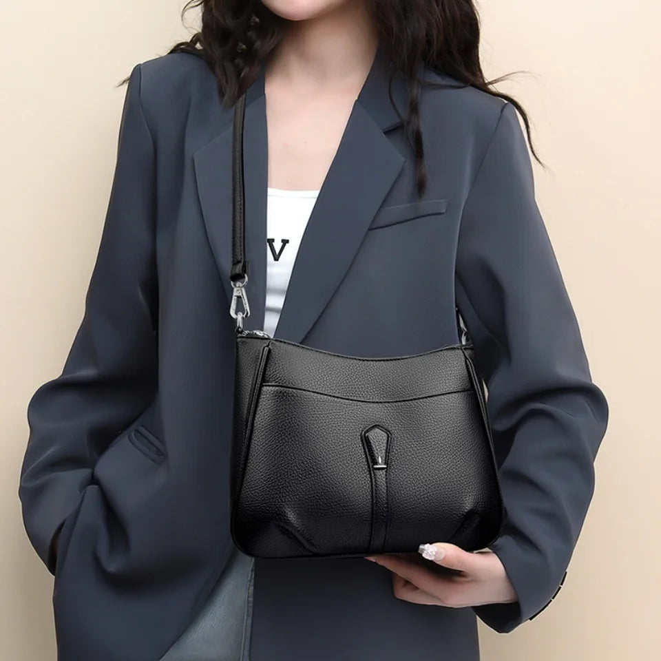 Roomy Soft Leather Crossbody Bag for Women – Classic Shoulder Purse
