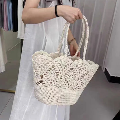 Women's Crochet Beach Tote Bag – Large Hollow Woven Shoulder Bag