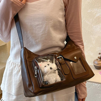 Y2K Clear Window Crossbody Bag – Multi-Pocket Shoulder Purse