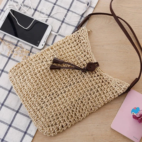 Woven Straw Shoulder Bag – Bohemian Beach Crossbody