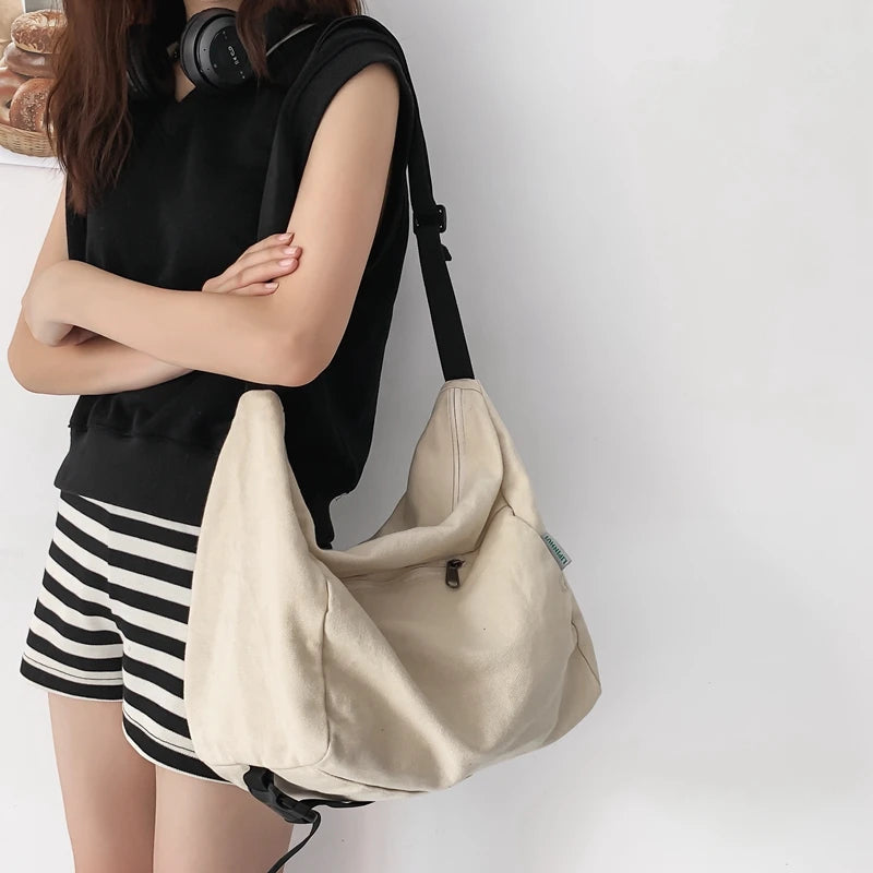 Canvas Crossbody Tote Bag for Women – Large Capacity Shoulder Bag