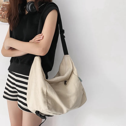 Canvas Crossbody Tote Bag for Women – Large Capacity Shoulder Bag