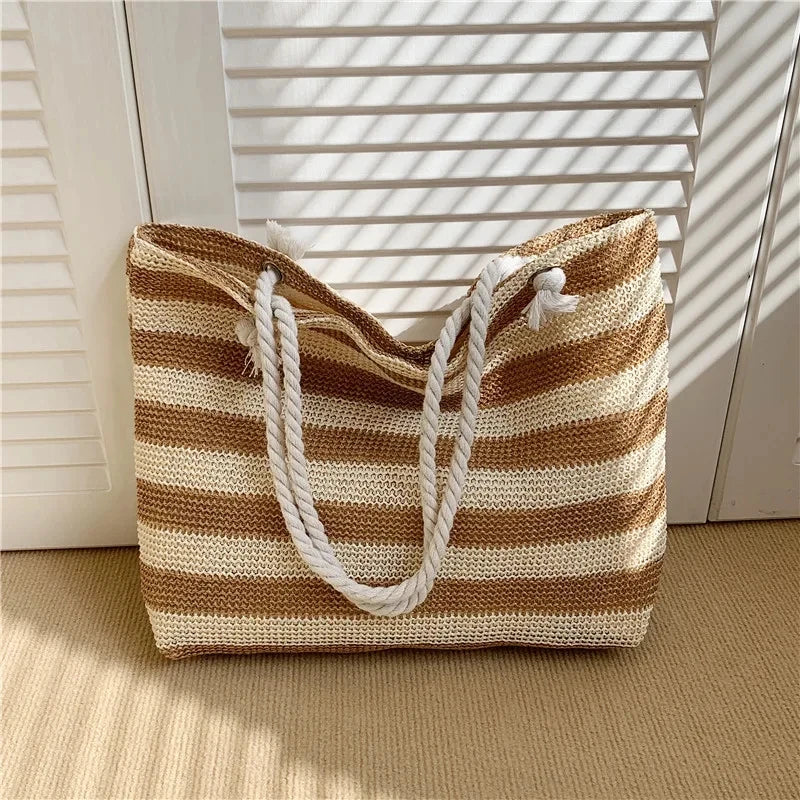 Large Straw Beach Tote Bag – Women's Summer Shoulder Bag