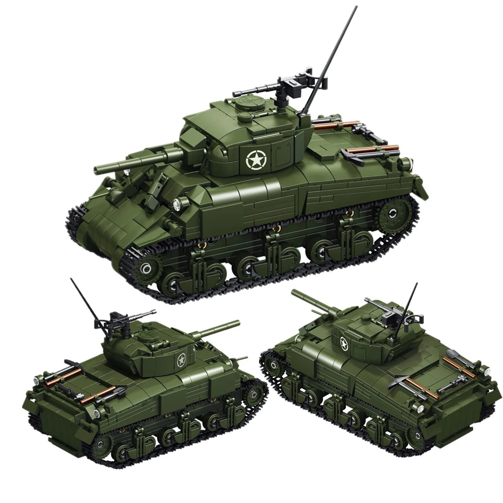 Sherman M4 Tank Building Blocks Set – 883pcs WWII MOC