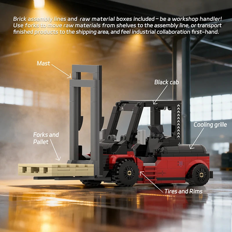 2-in-1 Forklift & Wheel Loader Building Blocks Set | Engineering Bricks