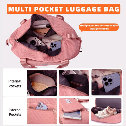 Large Capacity Weekender Bag with Shoe Compartment for Gym & Travel