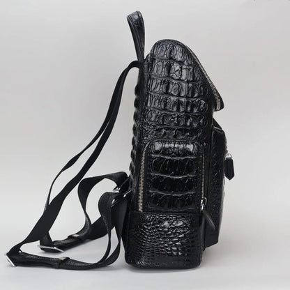 Crocodile Leather Men's Backpack – Large Capacity Laptop Bag