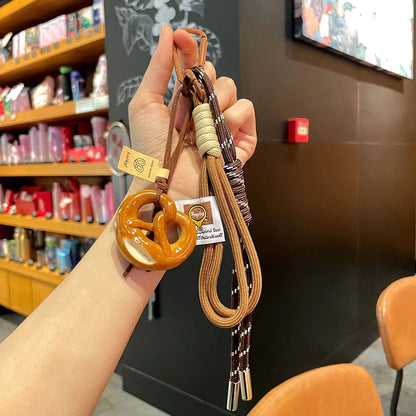 Cute 3D Food Charm Keychain – Woven Rope Bag Pendant