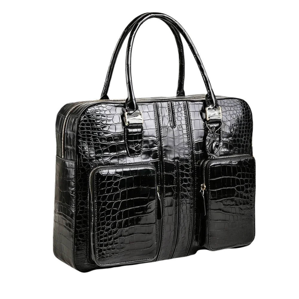 Crocodile Leather Men's Briefcase Crossbody Shoulder Bag