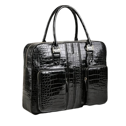 Crocodile Leather Men's Briefcase Crossbody Shoulder Bag