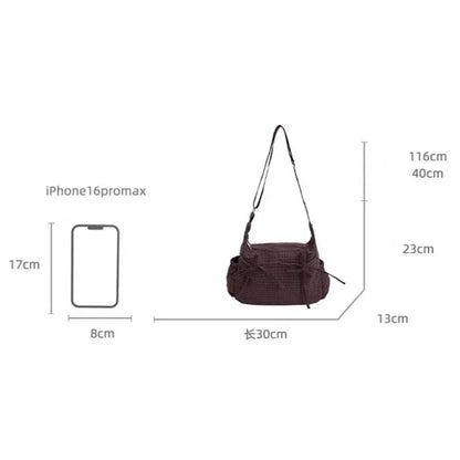 Retro Grid Shoulder Bag – Large Capacity Korean Crossbody