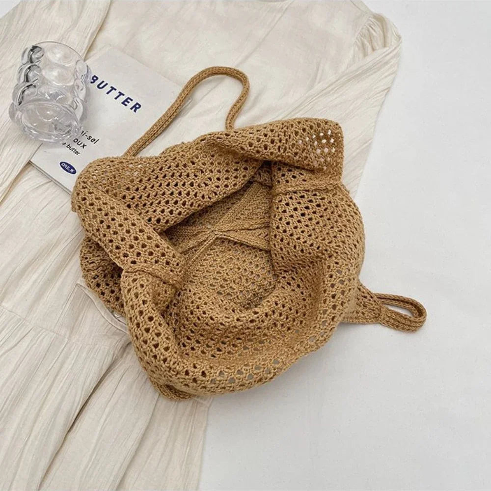 Crochet Mesh Tote Bag – Women's Large Hollow Woven Beach Bag