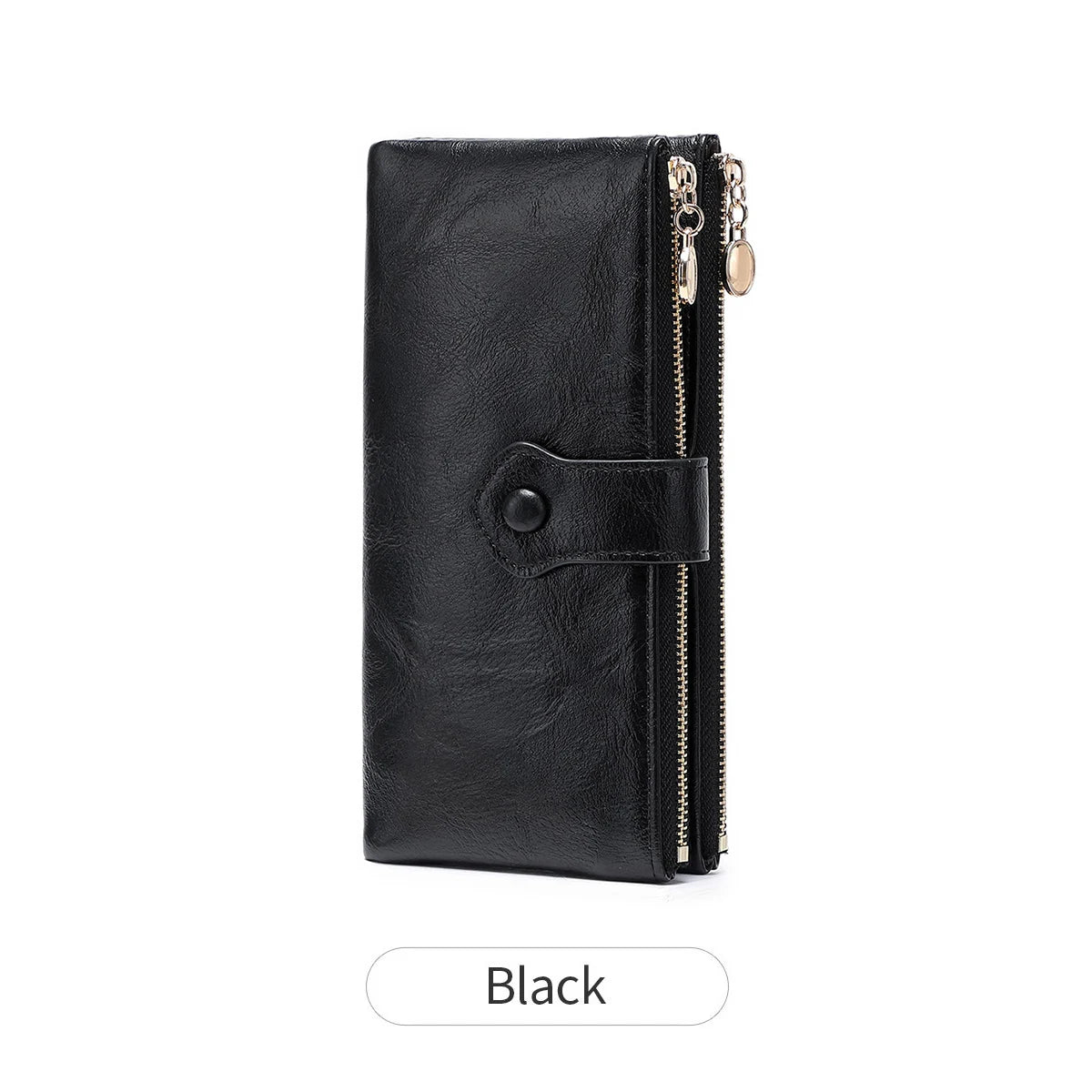 Women's Vintage Double Zip Long Wallet PU Leather Large Capacity