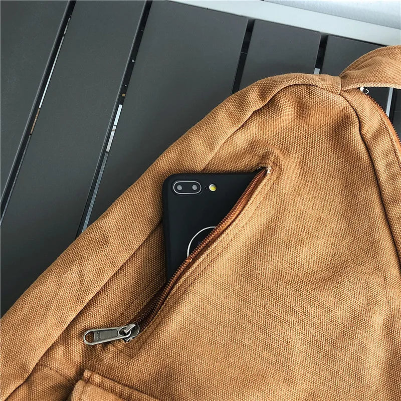 Canvas Crossbody Sling Bag – Unisex Multi-Pocket Shoulder Bag