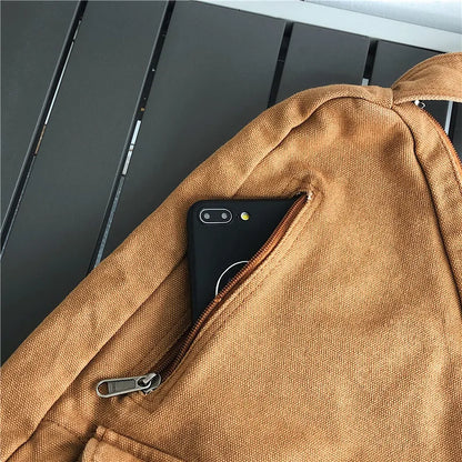 Canvas Crossbody Sling Bag – Unisex Multi-Pocket Shoulder Bag