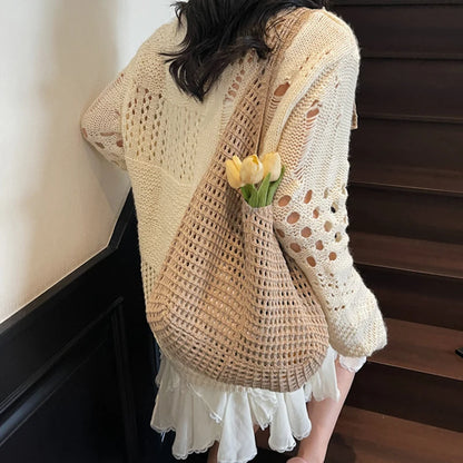 Knit Crochet Hobo Shoulder Bag – Women's Mesh Beach Tote