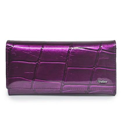 Stone Pattern Genuine Leather Long Wallet for Women