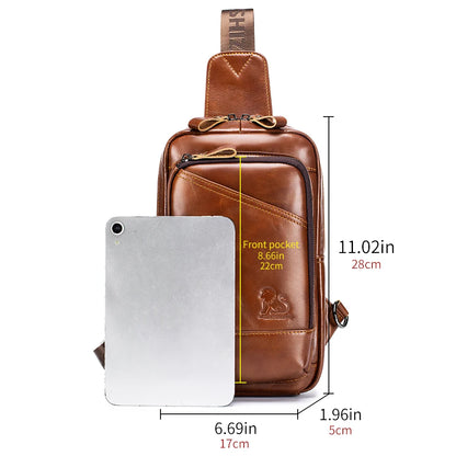 Steel Lion Men's Genuine Leather Chest Bag Sling Bag