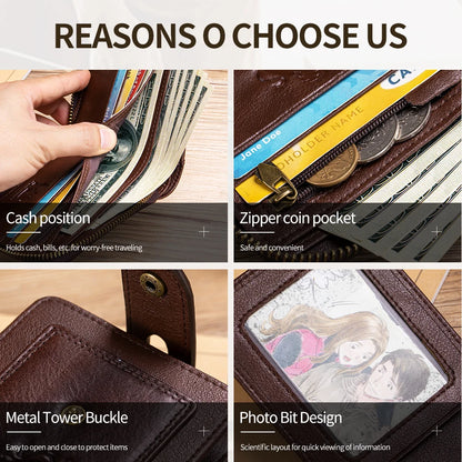 Steel Lion Men's RFID Blocking Genuine Leather Short Wallet