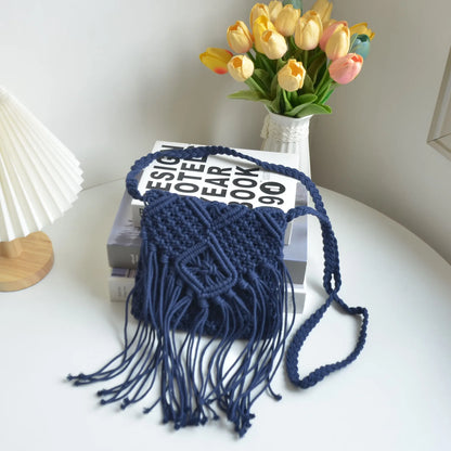 Bohemian Tassel Crochet Crossbody Bag for Women – Ultralight Beach Shoulder Bag