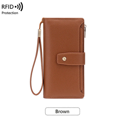 RFID Blocking Large Capacity Leather Wallet for Women