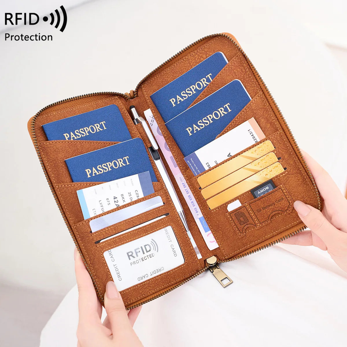 RFID Blocking Passport Wallet & Travel Document Holder