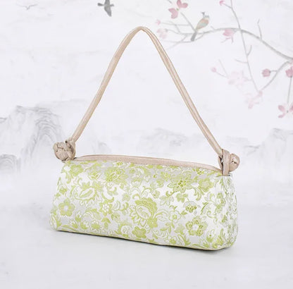 Embroidered Silk Shoulder Bag – Floral Cheongsam Purse