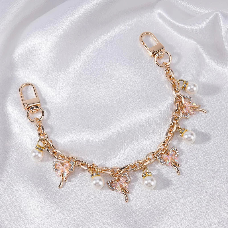 Bag Charm Chain Strap – Pearl Bow & Starfish Pendant Styles
