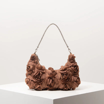 3D Rose Floral Shoulder Bag for Women – Party & Gala