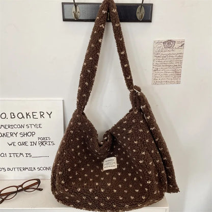 Plush Sherpa Large Crossbody Bag for Women