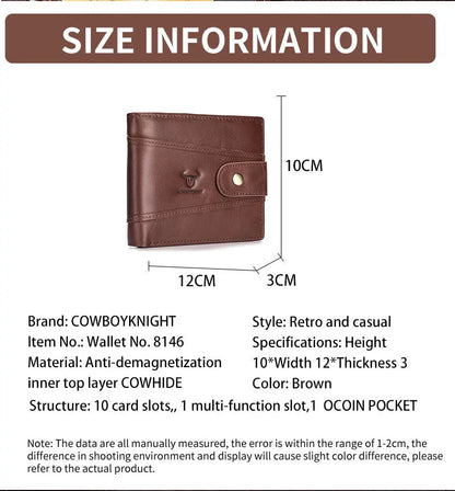 Men's Vintage Genuine Cowhide Leather Bifold Wallet