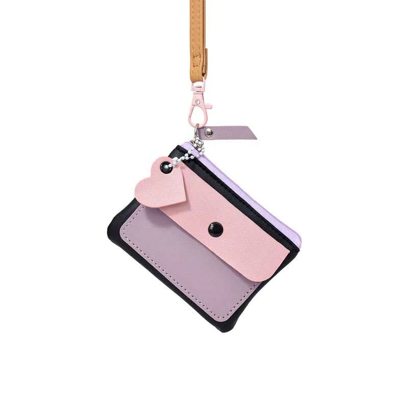 Cute Lanyard Card Holder Wallet – Korean Style Macaron Neck Pouch
