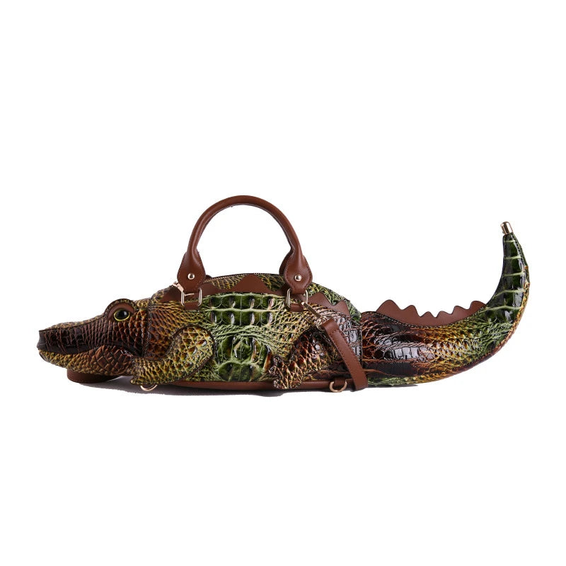 Crocodile Shaped Handbag – Women's Luxury 3D Animal Shoulder Bag