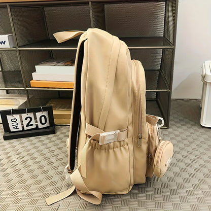 Large Capacity School Backpack with Mini Coin Pouch