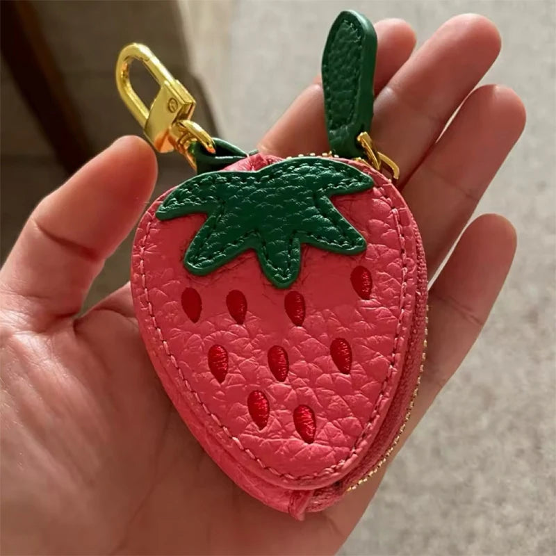 Fruit Coin Purse Keychain – Cute Mini Leather Zipper Pouch