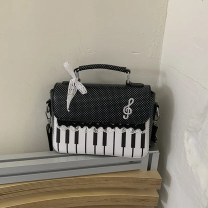 Piano Note Crossbody Bag – Y2K Music Print Square Shoulder Bag