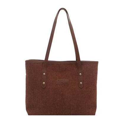 Corduroy Tote Shoulder Bag – Large Capacity Commuter Handbag