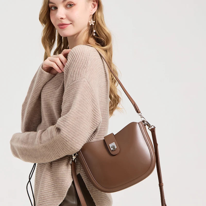 Genuine Leather Crossbody Bag for Women – Vintage Shoulder Handbag