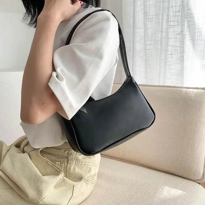 Retro PU Leather Shoulder Bag – Small Underarm Handbag