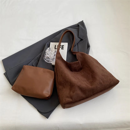 Soft Suede Hobo Shoulder Bag for Women – Large Luxury Handbag