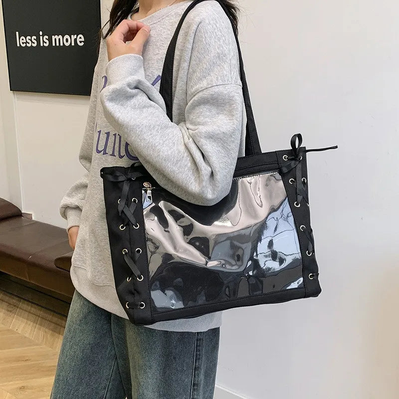Ita Bag Transparent Satin Bowknot Shoulder Tote – Anime Badge Display Bag