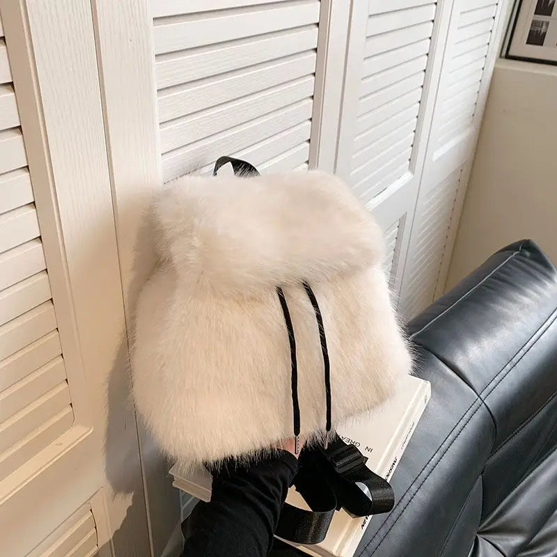 Soft Plush Furry Mini Backpack for Women – Cozy Winter Shoulder Bag