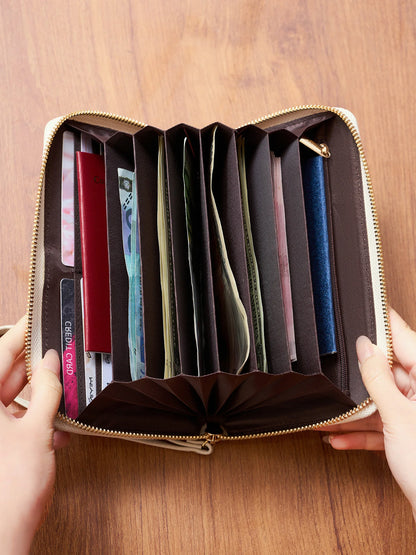Women's Retro Long Wallet Large Capacity Multi-Card Slot Wristlet Clutch