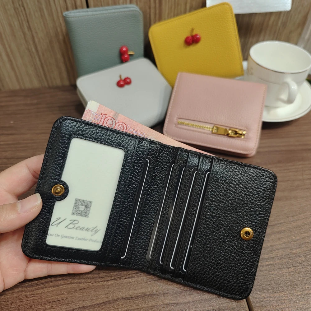Women's Slim Genuine Leather Wallet – Sweet Cherry Rivet Card Holder