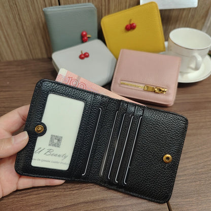 Women's Slim Genuine Leather Wallet – Sweet Cherry Rivet Card Holder