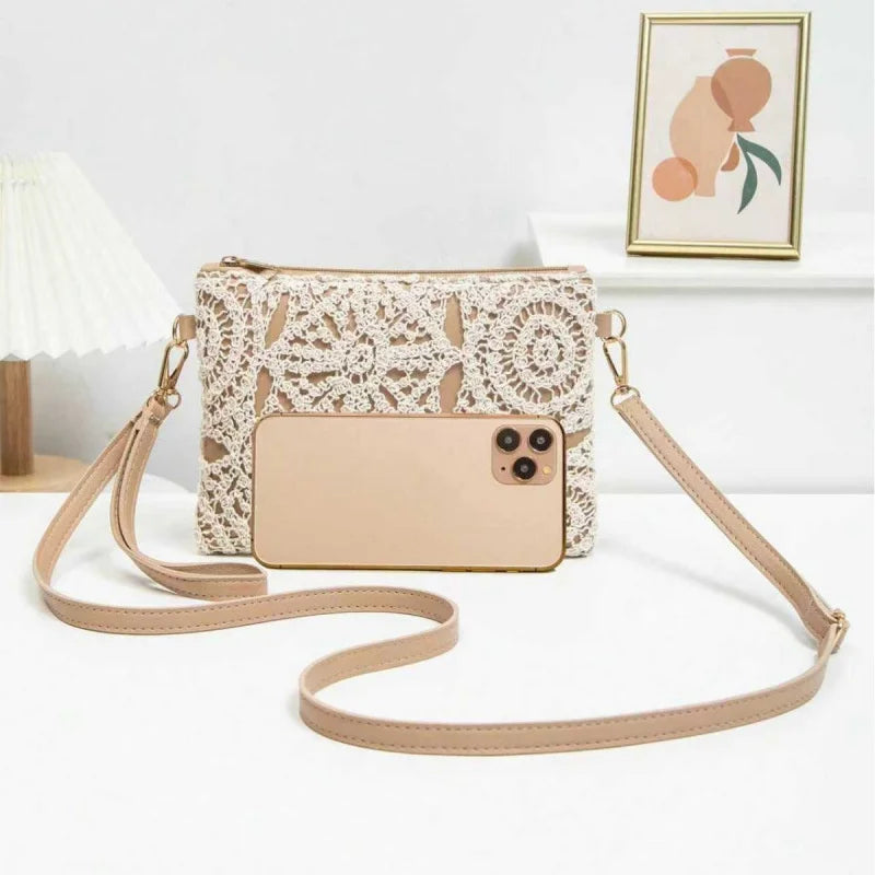 Boho Crochet Crossbody Bag Hollow Woven Beach Purse