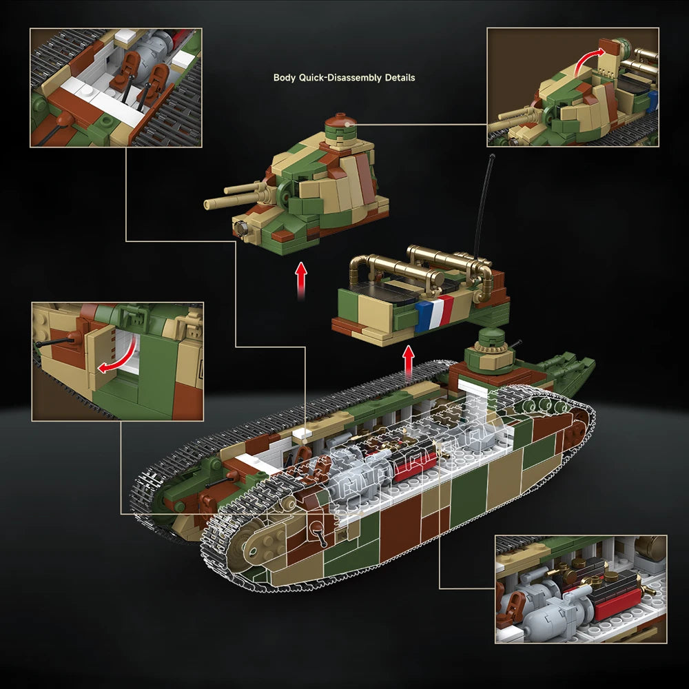 French Char 2C Super-Heavy Tank Building Blocks Set