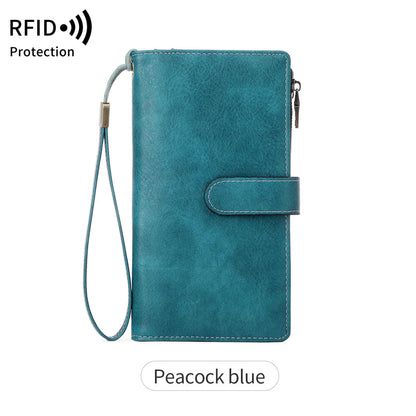 Women's RFID Blocking Trifold Long Wallet – Multifunction Card Holder
