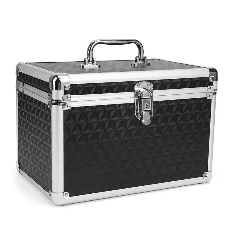Professional Makeup Case with Mirror – Aluminum Alloy Cosmetic Organizer