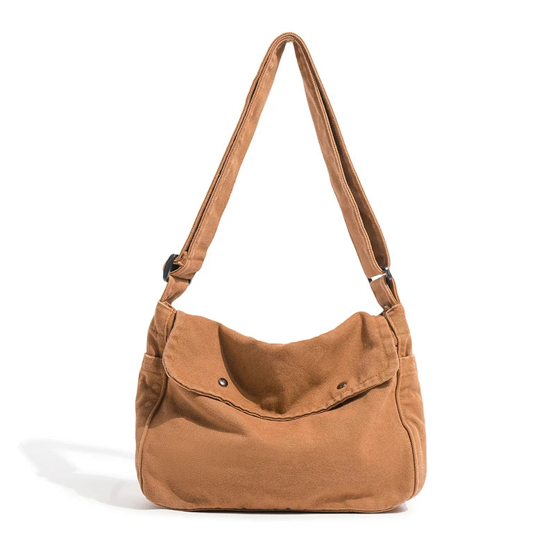 Canvas Crossbody Bag for Women – Vintage Washed Shoulder Hobo